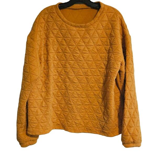 Medium Shein Mustard Yellow quilted design long sleeve crewneck pullover - Picture 1 of 5
